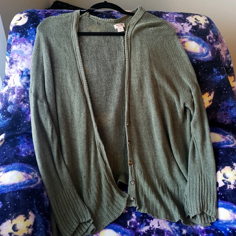 💓 green knit lightweight cardigan !!